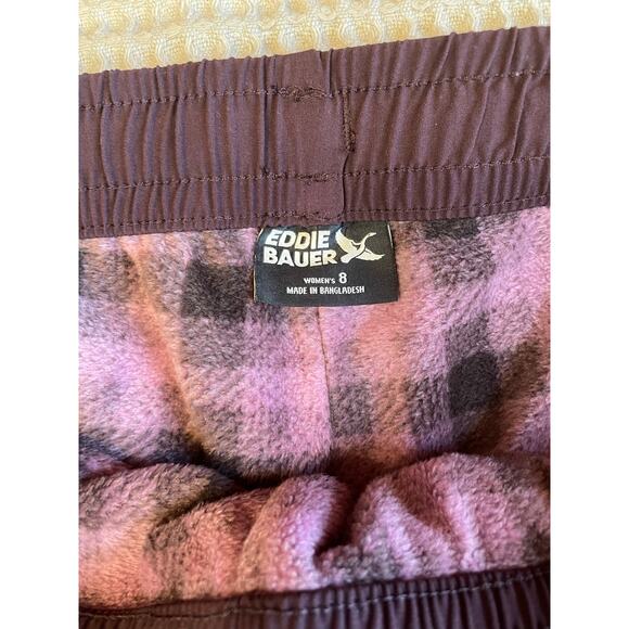 Eddie Bauer Outerwear Fleece Flannel Lined Camping Cargo Joggers Size 8 Purple - Picture 7 of 11